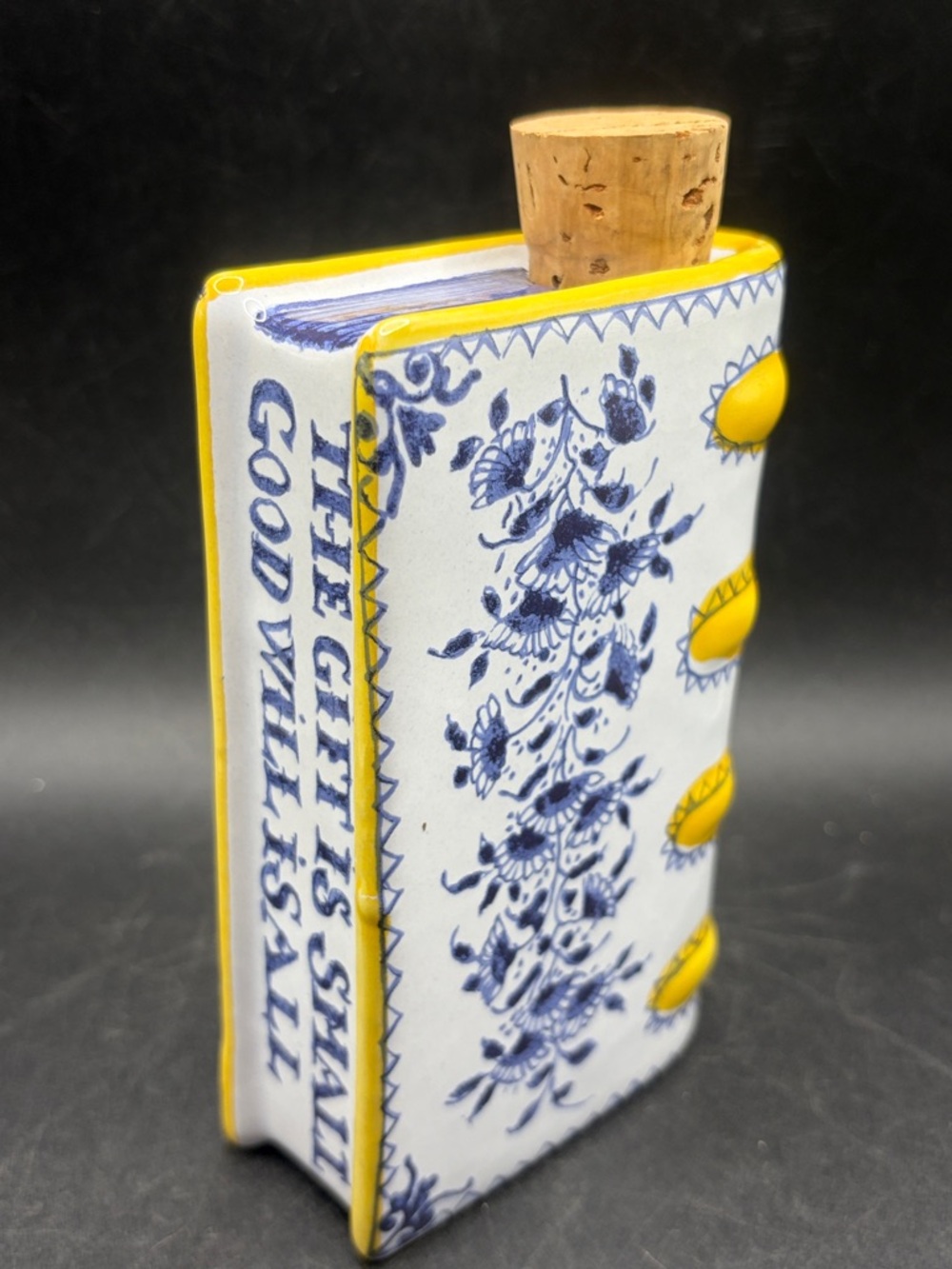 Metropolitan Museum of Art Vintage MMA Hand Painted Book Flask Bottle w Cork